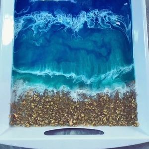 Stunning Tahitian ocean serving tray